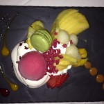 Helado de Frambuesa con Frutas tropicales